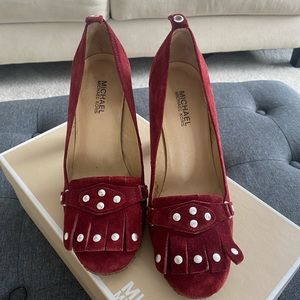Michael Kors deep red suede pump size 8